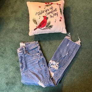 Abercrombie & Fitch Light Blue Distressed Straight Leg Jeans